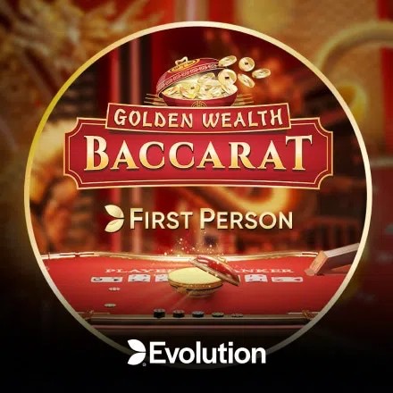 Official Table Games logo: First Person Golden Wealth Baccarat by Evolution at Spinko24