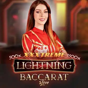 Lightning Baccarat slot logo by Evolution at Spinko24